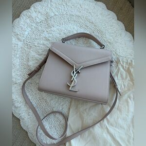 Authentic Saint Laurent Cassandra Top Handle Bag in Grain de Poudre